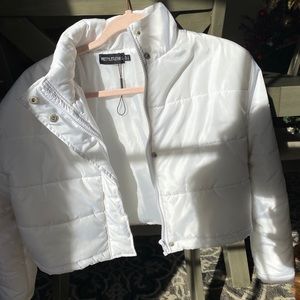 pretty little thing cropped puff jacket